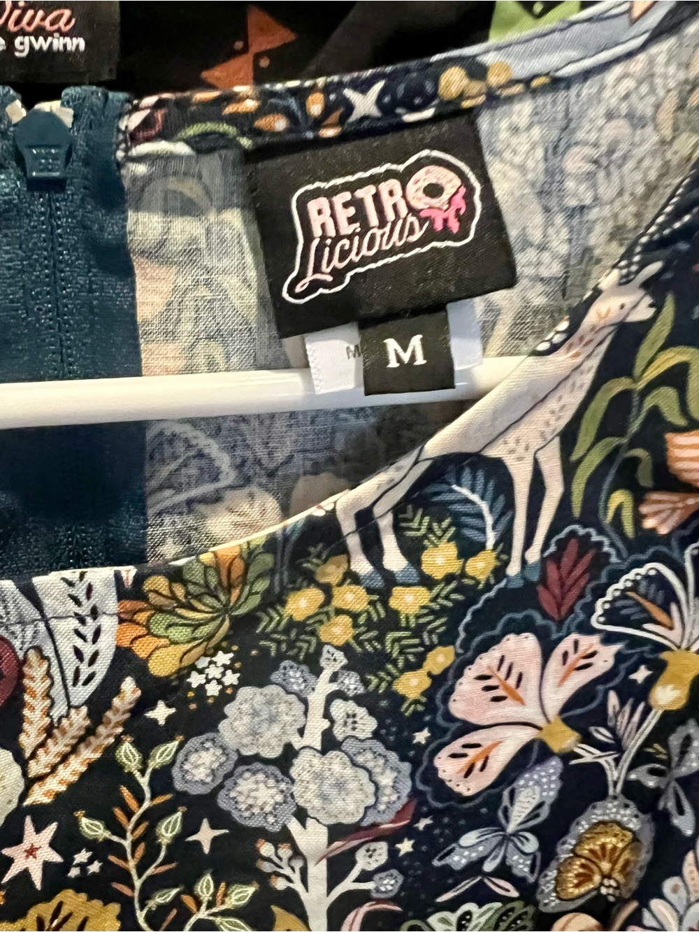 Retrolicious Navy Floral and Multicolor Botanical Forest Dress